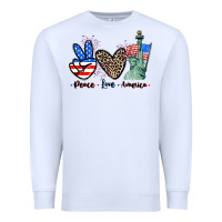 White Peace love america 4th of july Premium Sweatshirt - CowGirlArtShop