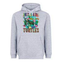 Heather Grey just a girl who loves turtles Heavyweight Hoodie - texasbilliewilder