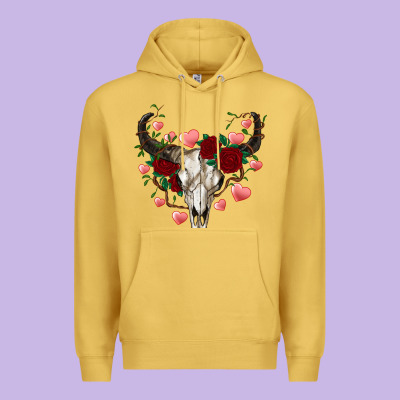 Valentine's Bull Skull Premium Hoodie Designed By Adodesignshop