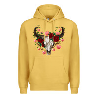 Antique Gold valentine's bull skull Premium Hoodie - AdoDesignShop