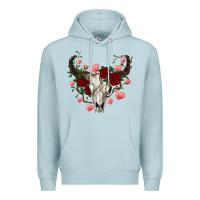 Blue Mist valentine's bull skull Premium Hoodie - AdoDesignShop