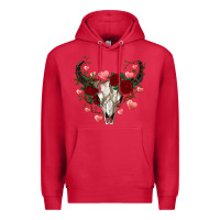 Cardinal valentine's bull skull Premium Hoodie - AdoDesignShop