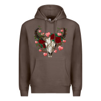 Coffee valentine's bull skull Premium Hoodie - AdoDesignShop