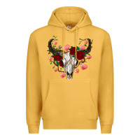 Mustard valentine's bull skull Premium Hoodie - AdoDesignShop