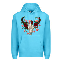 Ocean Blue valentine's bull skull Premium Hoodie - AdoDesignShop