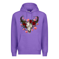 Purple valentine's bull skull Premium Hoodie - AdoDesignShop