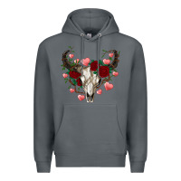 Rock valentine's bull skull Premium Hoodie - AdoDesignShop