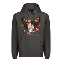 Smoke valentine's bull skull Premium Hoodie - AdoDesignShop