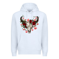 White valentine's bull skull Premium Hoodie - AdoDesignShop