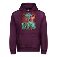 Mauve Wine licensed practical nurse medical symbol  background Urban Hoodie - BarkalooDesign