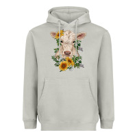 Moon Dust charolais calf with sunflowers Heavyweight Hoodie - RanaPortraitStore