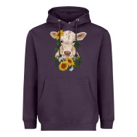 Plum charolais calf with sunflowers Heavyweight Hoodie - RanaPortraitStore