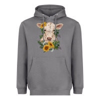 Storm charolais calf with sunflowers Heavyweight Hoodie - RanaPortraitStore