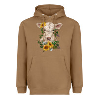 Toasted Coconut charolais calf with sunflowers Heavyweight Hoodie - RanaPortraitStore