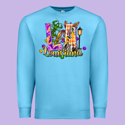Louisiana La Mardi Gras Premium Sweatshirt Designed By Fadigitalartstudio