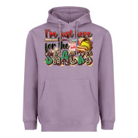 Lavender i'm just here for the snacks softball Heavyweight Hoodie - Zillion Design Studio