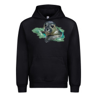Black Sea Seal Face Illustrations Urban Hoodie - LillyAllenDesigns