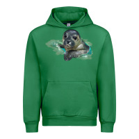 Emerald Sea Seal Face Illustrations Urban Hoodie - LillyAllenDesigns