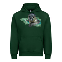 Forest Green Sea Seal Face Illustrations Urban Hoodie - LillyAllenDesigns