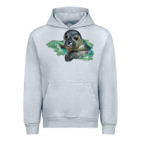 Heather Grey Sea Seal Face Illustrations Urban Hoodie - LillyAllenDesigns