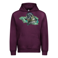 Mauve Wine Sea Seal Face Illustrations Urban Hoodie - LillyAllenDesigns