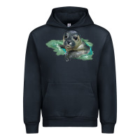 Navy Sea Seal Face Illustrations Urban Hoodie - LillyAllenDesigns