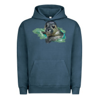 Pigment Midnight Navy Sea Seal Face Illustrations Urban Hoodie - LillyAllenDesigns