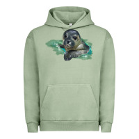 Pigment Oil Green Sea Seal Face Illustrations Urban Hoodie - LillyAllenDesigns