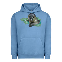 Pigment Pebble Blue Sea Seal Face Illustrations Urban Hoodie - LillyAllenDesigns