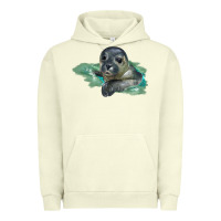 Pigment Pistachio Sea Seal Face Illustrations Urban Hoodie - LillyAllenDesigns