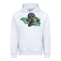 White Sea Seal Face Illustrations Urban Hoodie - LillyAllenDesigns