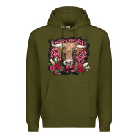 Army Green v.d. cow and roses Premium Hoodie - AdoDesignShop