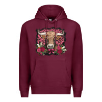 Burgundy v.d. cow and roses Premium Hoodie - AdoDesignShop