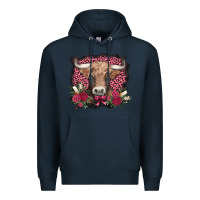 Navy v.d. cow and roses Premium Hoodie - AdoDesignShop