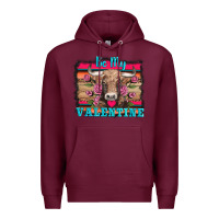 Burgundy be my valentine with cow Premium Hoodie - AdoDesignShop