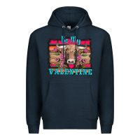 Navy be my valentine with cow Premium Hoodie - AdoDesignShop