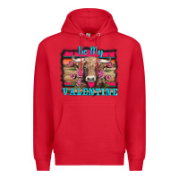 Red be my valentine with cow Premium Hoodie - AdoDesignShop