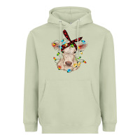 Matcha charolais calf with christmas lights baby cow Heavyweight Hoodie - RanaPortraitStore
