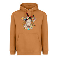 Meerkat charolais calf with christmas lights baby cow Heavyweight Hoodie - RanaPortraitStore