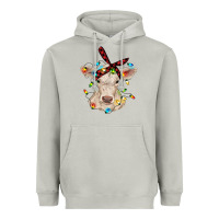 Moon Dust charolais calf with christmas lights baby cow Heavyweight Hoodie - RanaPortraitStore