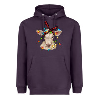 Plum charolais calf with christmas lights baby cow Heavyweight Hoodie - RanaPortraitStore
