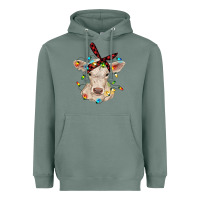 Sage charolais calf with christmas lights baby cow Heavyweight Hoodie - RanaPortraitStore