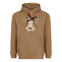 Toasted Coconut charolais calf with christmas lights baby cow Heavyweight Hoodie - RanaPortraitStore