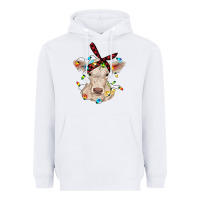 White charolais calf with christmas lights baby cow Heavyweight Hoodie - RanaPortraitStore