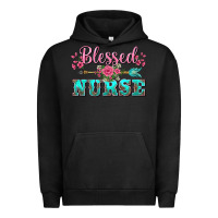 Pigment Black western blessed nurse pink floral arrow Urban Hoodie - BarkalooDesign