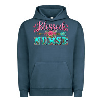 Pigment Midnight Navy western blessed nurse pink floral arrow Urban Hoodie - BarkalooDesign