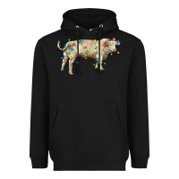 Black Charolais bull with christmas lights Heavyweight Hoodie - RanaPortraitStore