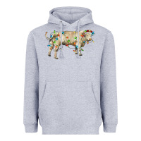 Heather Grey Charolais bull with christmas lights Heavyweight Hoodie - RanaPortraitStore