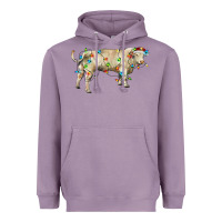 Lavender Charolais bull with christmas lights Heavyweight Hoodie - RanaPortraitStore