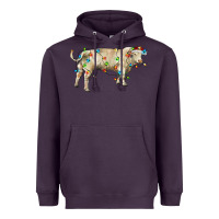 Charolais Bull With Christmas Lights Heavyweight Hoodie | Teevron